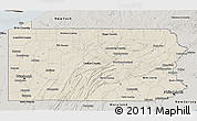 Shaded Relief 3D Map of Pennsylvania, semi-desaturated