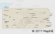 Shaded Relief 3D Map of Pennsylvania, single color outside