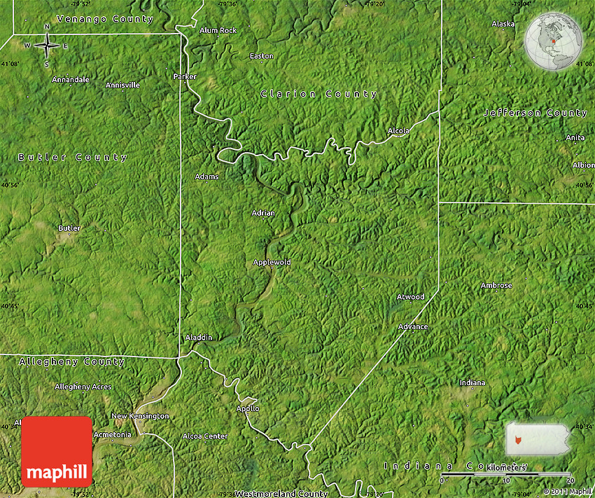 Satellite Map of Armstrong County
