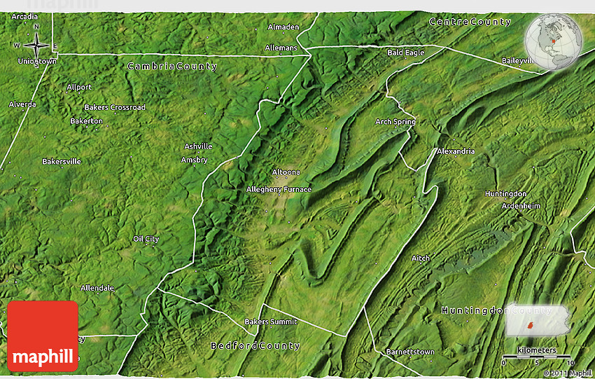 Satellite 3D Map of Blair County