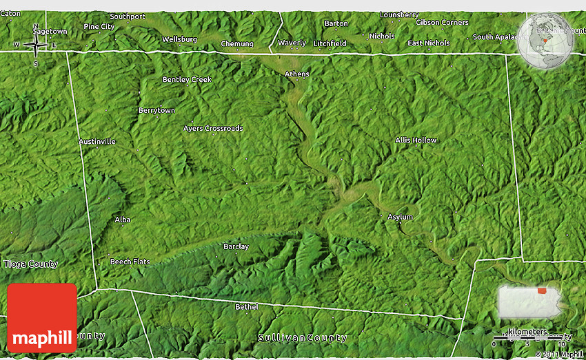 Satellite 3D Map of Bradford County