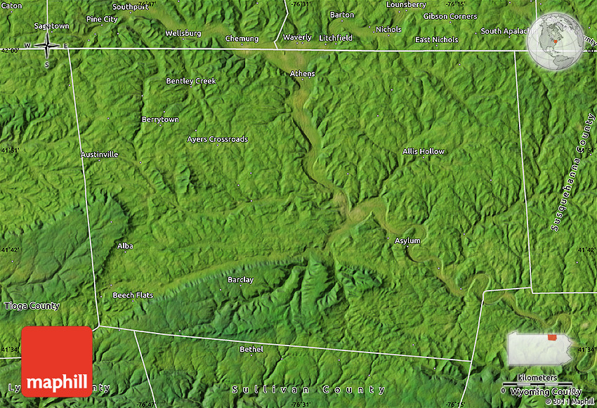 Satellite Map of Bradford County