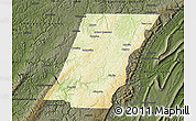 Physical Map of Cambria County, darken