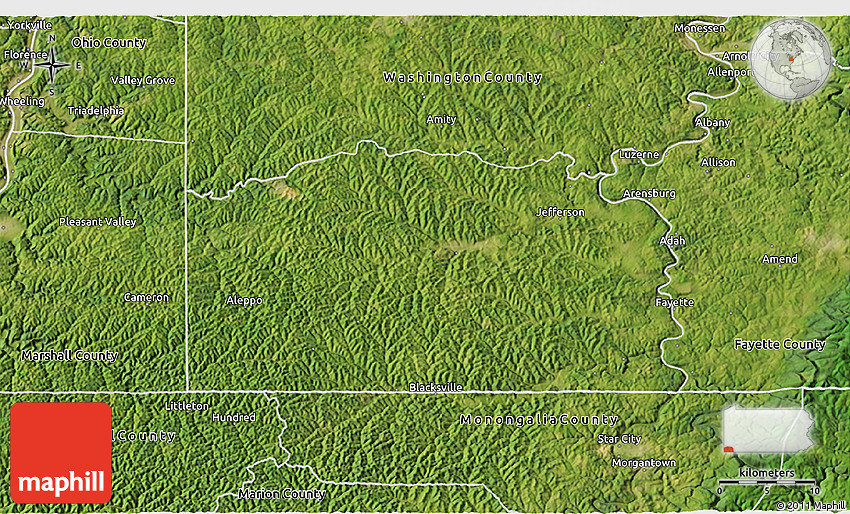 Satellite 3D Map of Greene County