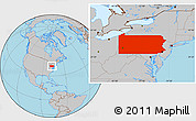 Gray Location Map of Pennsylvania