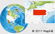 Physical Location Map of Pennsylvania, highlighted country