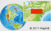 Physical Location Map of Pennsylvania