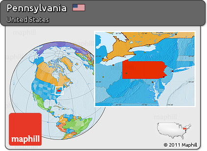 Political Location Map of Pennsylvania