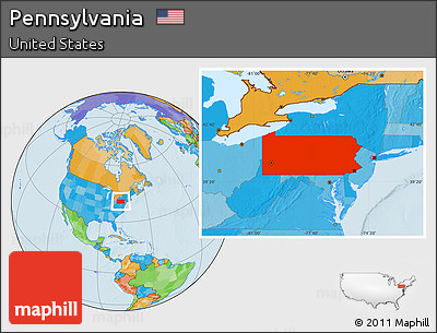 Political Location Map of Pennsylvania