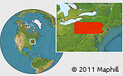 Satellite Location Map of Pennsylvania