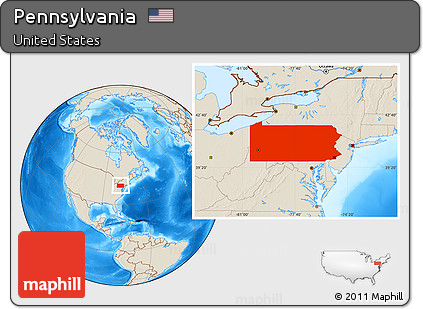 Shaded Relief Location Map of Pennsylvania