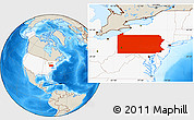 Shaded Relief Location Map of Pennsylvania, highlighted country