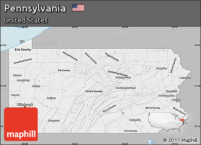 Gray Map of Pennsylvania, single color outside