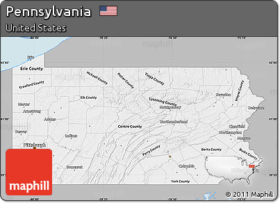 Gray Map of Pennsylvania, single color outside