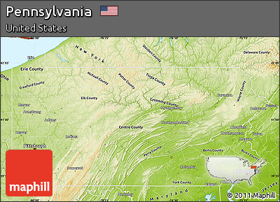 Physical Map of Pennsylvania