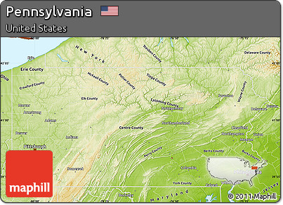 Physical Map of Pennsylvania
