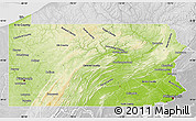 Physical Map of Pennsylvania, lighten, desaturated