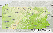 Physical Map of Pennsylvania, lighten, semi-desaturated