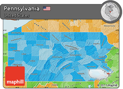 Political Shades Map of Pennsylvania