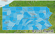 Political Shades Map of Pennsylvania, satellite outside