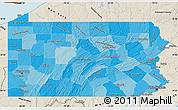 Political Shades Map of Pennsylvania, shaded relief outside