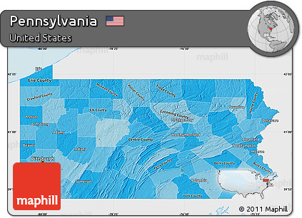 Political Shades Map of Pennsylvania, single color outside