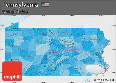 Political Shades Map of Pennsylvania, single color outside