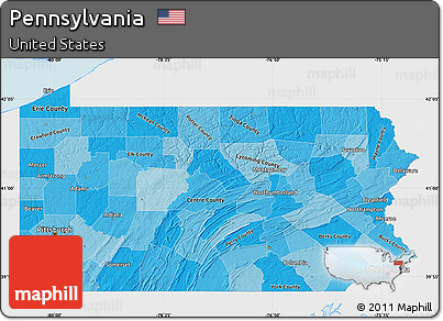 Political Shades Map of Pennsylvania, single color outside