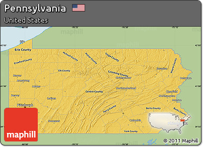 Savanna Style Map of Pennsylvania, single color outside