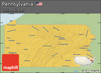 Savanna Style Map of Pennsylvania, single color outside
