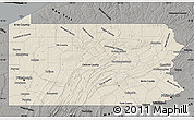 Shaded Relief Map of Pennsylvania, darken, semi-desaturated