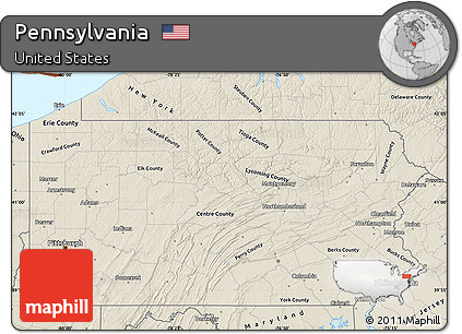 Shaded Relief Map of Pennsylvania