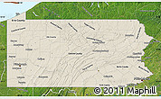Shaded Relief Map of Pennsylvania, satellite outside