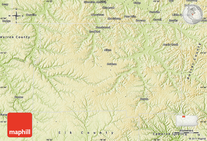 Physical Map of McKean County