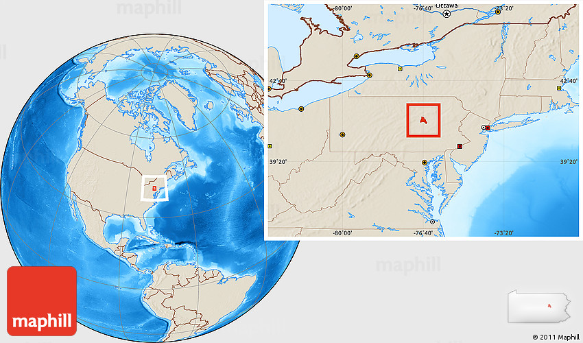 Shaded Relief Location Map of Montour County