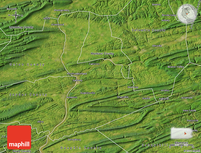 Satellite Map of Northumberland County