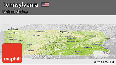 Physical Panoramic Map of Pennsylvania, lighten, desaturated