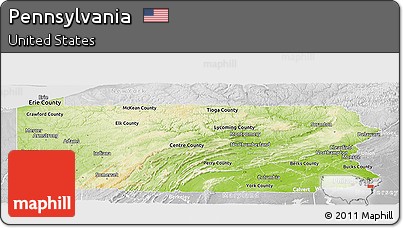 Physical Panoramic Map of Pennsylvania, lighten, desaturated