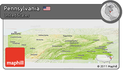 Physical Panoramic Map of Pennsylvania, lighten