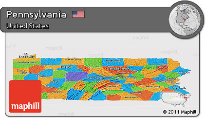 Political Panoramic Map of Pennsylvania, cropped outside