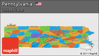 Political Panoramic Map of Pennsylvania, cropped outside