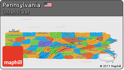 Political Panoramic Map of Pennsylvania, cropped outside