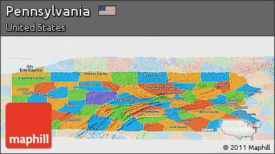Political Panoramic Map of Pennsylvania, lighten