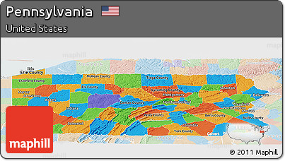 Political Panoramic Map of Pennsylvania, lighten