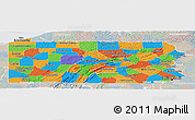 Political Panoramic Map of Pennsylvania, lighten, semi-desaturated