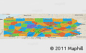 Political Panoramic Map of Pennsylvania, shaded relief outside