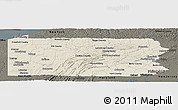 Shaded Relief Panoramic Map of Pennsylvania, darken
