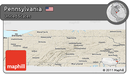 Shaded Relief Panoramic Map of Pennsylvania