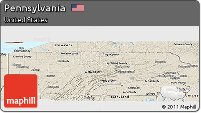 Shaded Relief Panoramic Map of Pennsylvania