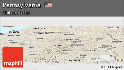 Shaded Relief Panoramic Map of Pennsylvania
